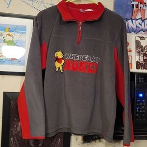 Vintage Winnie The Pooh Quarter Zip Fleece Jacket